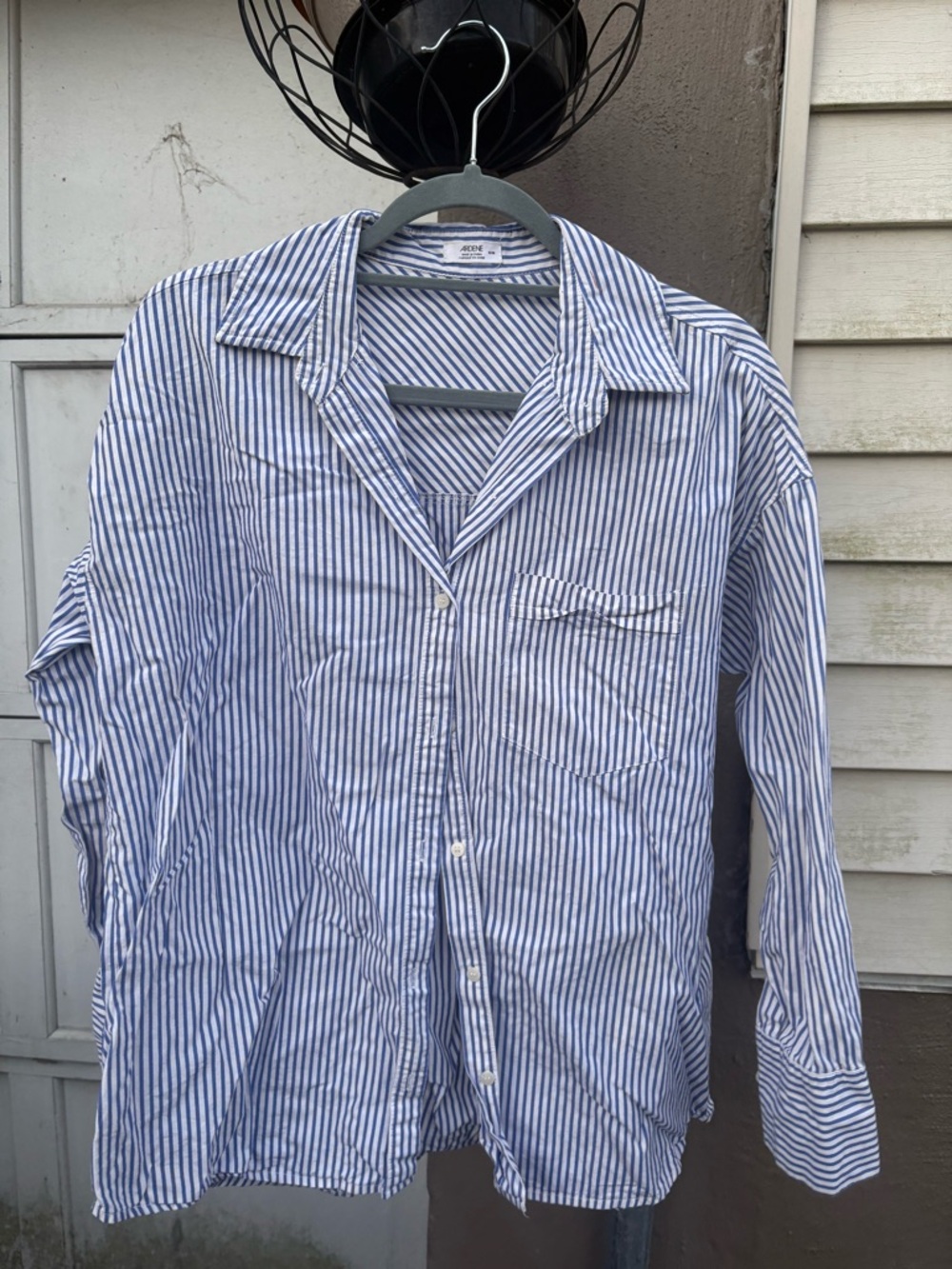 Ardene Blue and White Striped Casual Button-Down Shirt